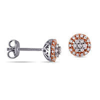 0.25 CT. T.W. Composite Diamond Frame Stud Earrings in Two-Tone Sterling Silver