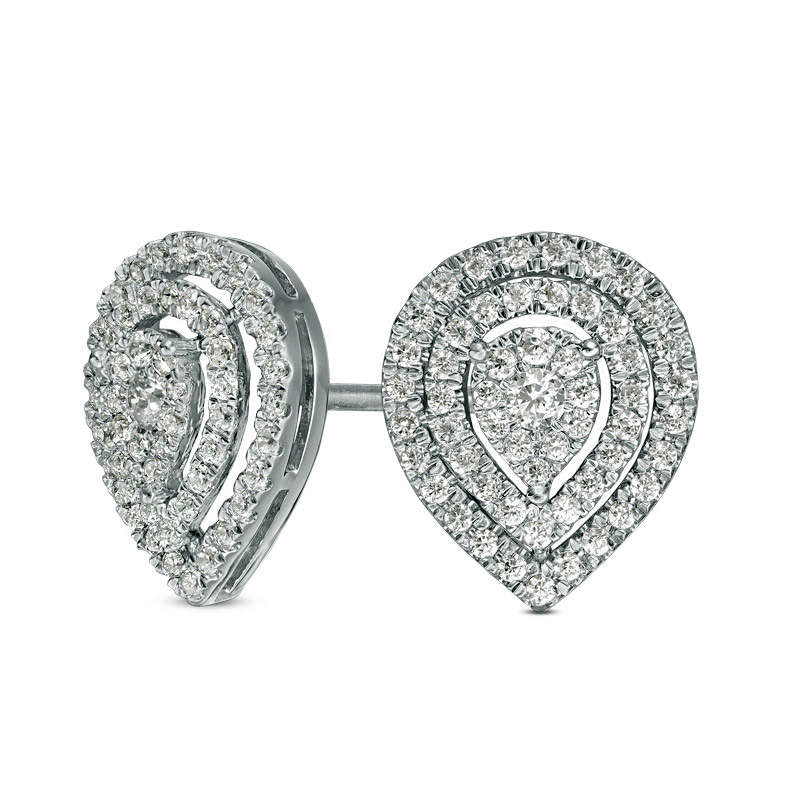 0.33 CT. T.W. Diamond Triple Teardrop Frame Stud Earrings in 10K White Gold