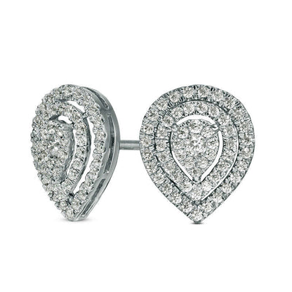 0.33 CT. T.W. Diamond Triple Teardrop Frame Stud Earrings in 10K White Gold