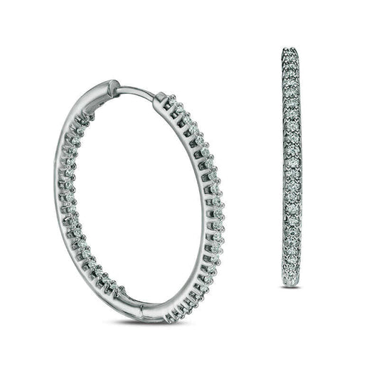 1.25 CT. T.W. Diamond Inside-Out Hoop Earrings in 14K White Gold