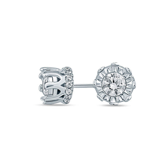 0.25 CT. T.W. Diamond Crown Stud Earrings in 10K White Gold