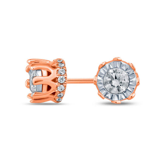 0.25 CT. T.W. Diamond Crown Stud Earrings in 10K Rose Gold