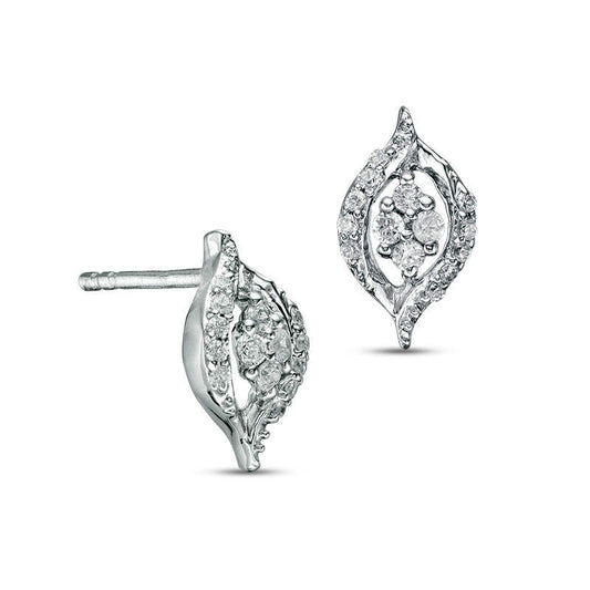 0.2 CT. T.W. Quad Diamond Flame Stud Earrings in 10K White Gold