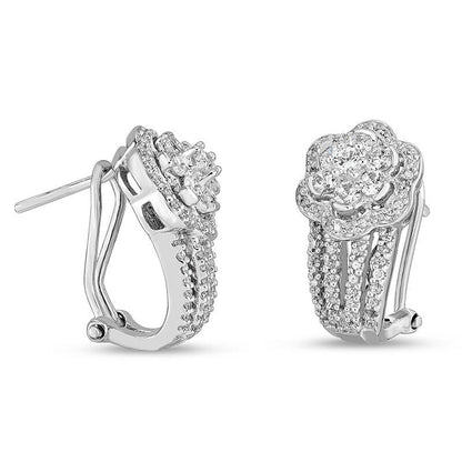 1 CT. T.W. Composite Diamond Multi-Row J-Hoop Earrings in 14K White Gold