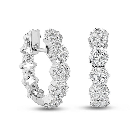 1 CT. T.W. Diamond Frame Hoop Earrings in 14K White Gold