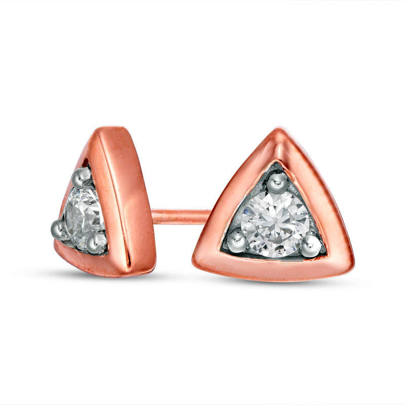 0.25 CT. T.W. Diamond Solitaire Triangle Stud Earrings in 10K Rose Gold