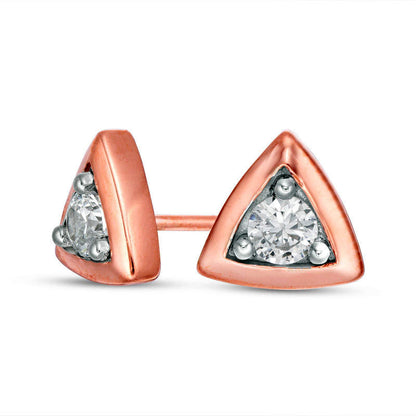 0.25 CT. T.W. Diamond Solitaire Triangle Stud Earrings in 10K Rose Gold