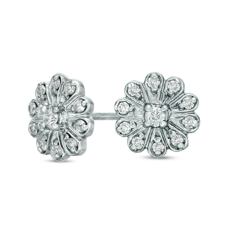 0.25 CT. T.W. Diamond Flower Frame Stud Earrings in 10K White Gold