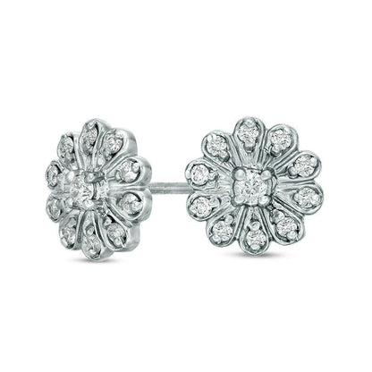 0.25 CT. T.W. Diamond Flower Frame Stud Earrings in 10K White Gold