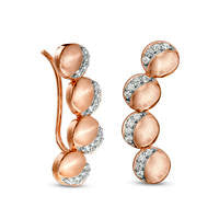 Lab-Created White Sapphire Crescent Four Moon Crawler Earrings in Sterling Silver with 14K Rose Gold Plate