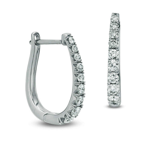 0.5 CT. T.W. Certified Diamond Hoop Earrings in 14K White Gold (H/I1)