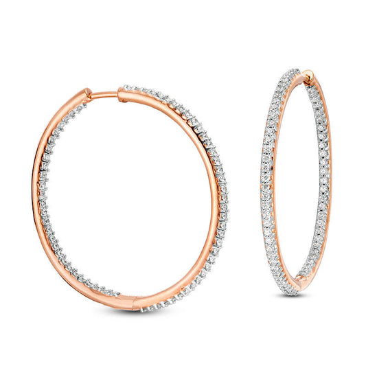 1.5 CT. T.W. Diamond Inside-Out Hoop Earrings in 14K Rose Gold