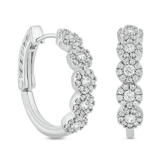1 CT. T.W. Diamond Frame Hoop Earrings in 10K White Gold