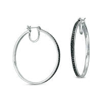 1 CT. T.W. Enhanced Black Diamond Hoop Earrings in Sterling Silver