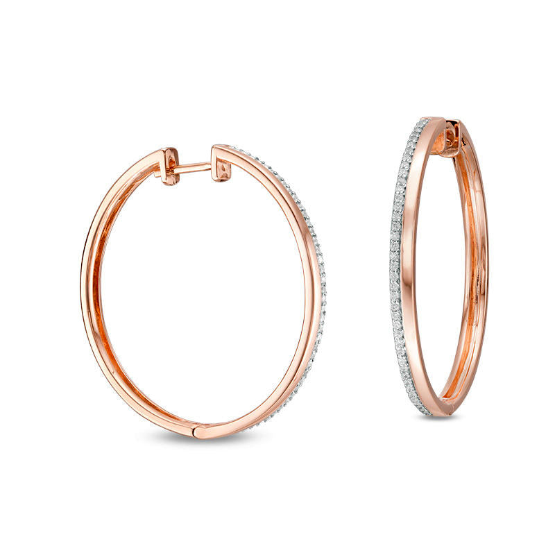 0.25 CT. T.W. Diamond Double Row Hoop Earrings in 10K Rose Gold