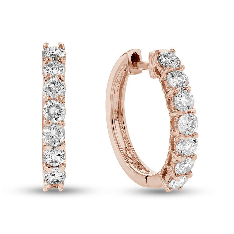 1 CT. T.W. Diamond Huggie Hoop Earrings in 14K Rose Gold