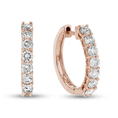 1 CT. T.W. Diamond Huggie Hoop Earrings in 14K Rose Gold