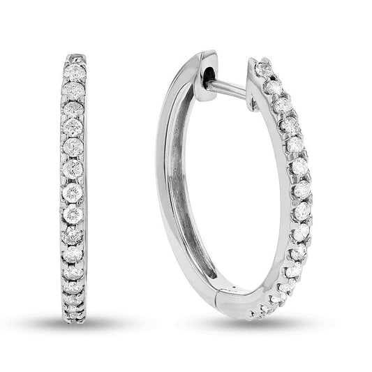 0.5 CT. T.W. Diamond Hoop Earrings in 14K White Gold