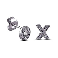 0.05 CT. T.W. Diamond XO Mismatch Stud Earrings in Sterling Silver