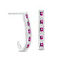 Ruby and 0.17 CT. T.W. Diamond Channel-Set Alternating J-Hoop Earrings in 14K White Gold