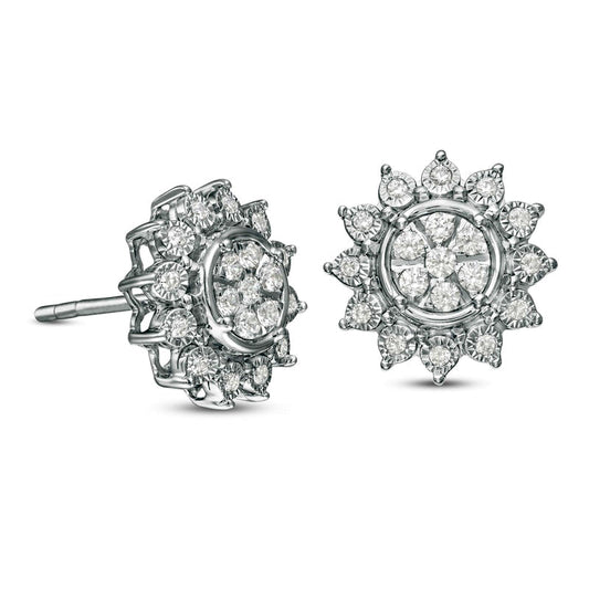 0.33 CT. T.W. Composite Diamond Sunflower Stud Earrings in 14K White Gold