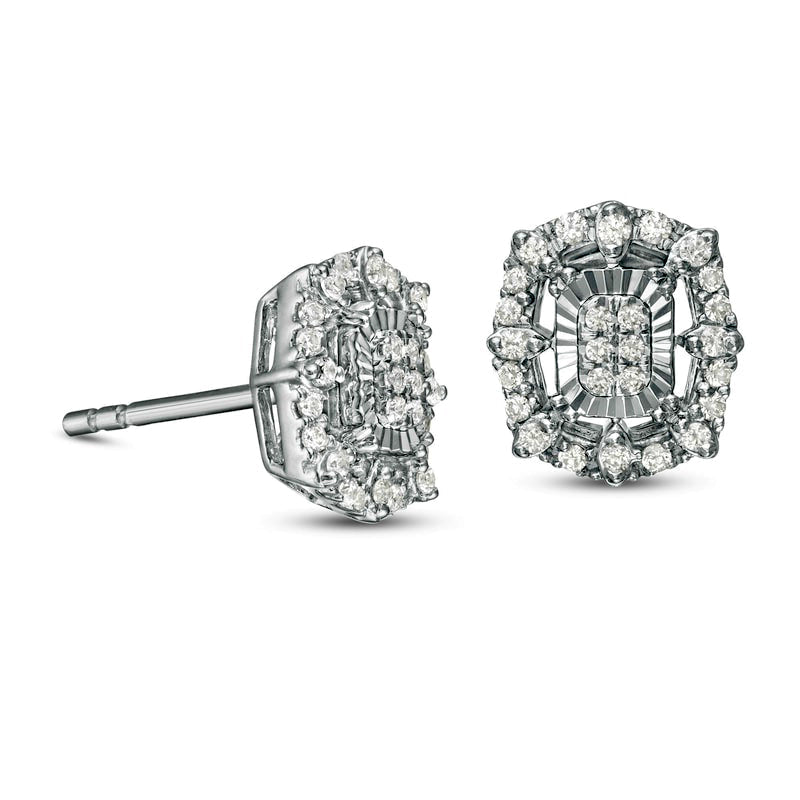 0.25 CT. T.W. Composite Diamond Octagonal Frame Stud Earrings in 14K White Gold