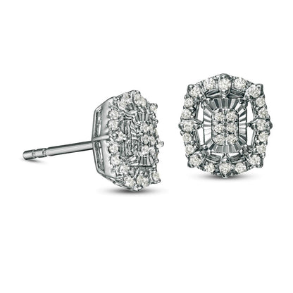 0.25 CT. T.W. Composite Diamond Octagonal Frame Stud Earrings in 14K White Gold