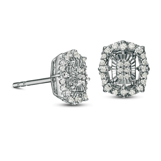 0.25 CT. T.W. Composite Diamond Octagonal Frame Stud Earrings in 14K White Gold