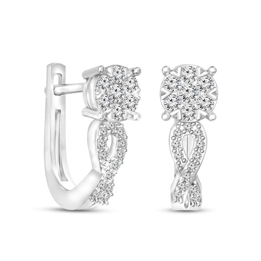 0.38 CT. T.W. Diamond Infinity Hoop Earrings in 10K White Gold