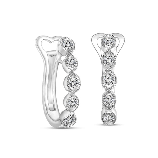 0.25 CT. T.W. Diamond Alternating Multi-Shape Vintage-Style Hoop Earrings in 10K White Gold