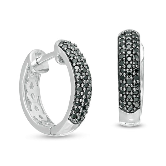 0.38 CT. T.W. Enhanced Black Diamond Hoop Earrings in Sterling Silver