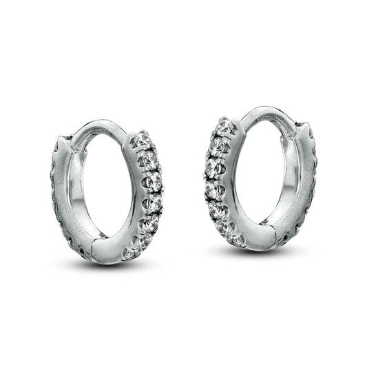 0.17 CT. T.W. Diamond Hoop Earrings in 10K White Gold