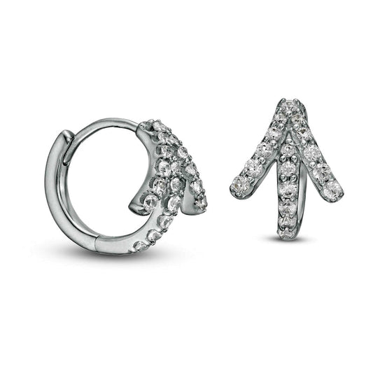 0.2 CT. T.W. Diamond Arrow Hoop Earrings in 10K White Gold