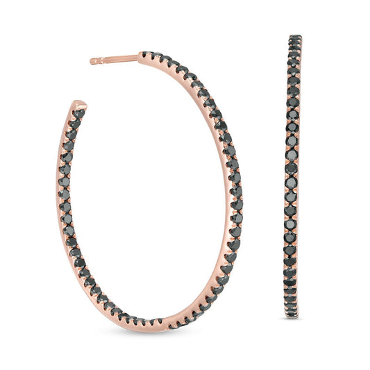 1 CT. T.W. Enhanced Black Diamond Inside-Out Hoop Earrings in 10K Rose Gold
