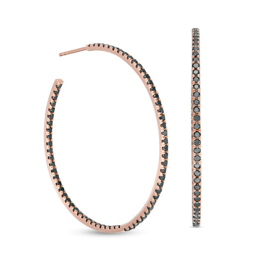 1.5 CT. T.W. Enhanced Black Diamond Inside-Out Hoop Earrings in 10K Rose Gold