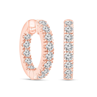 2 CT. T.W. Diamond Inside-Out Huggie Hoop Earrings in 10K Rose Gold
