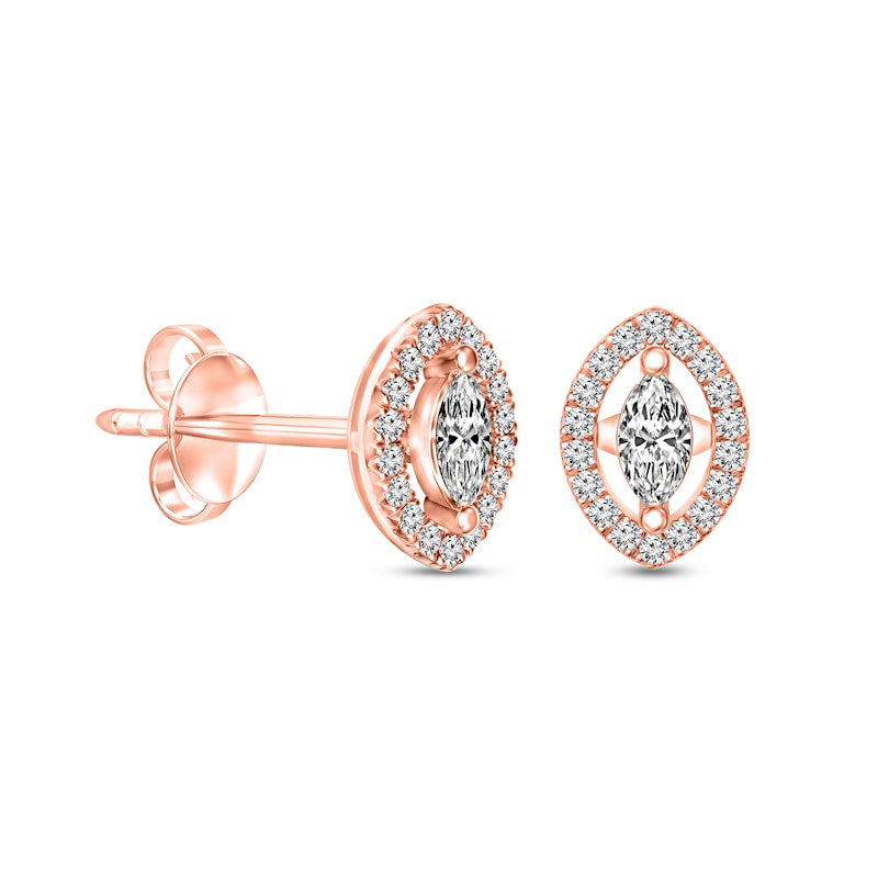 0.25 CT. T.W. Marquise Diamond Frame Stud Earrings in 10K Rose Gold