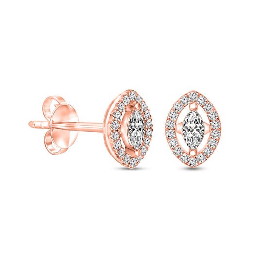 0.25 CT. T.W. Marquise Diamond Frame Stud Earrings in 10K Rose Gold
