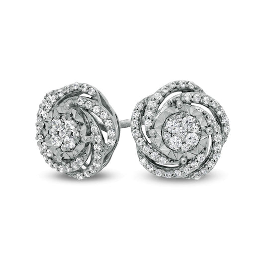 0.38 CT. T.W. Composite Diamond Swirl Stud Earrings in 10K White Gold