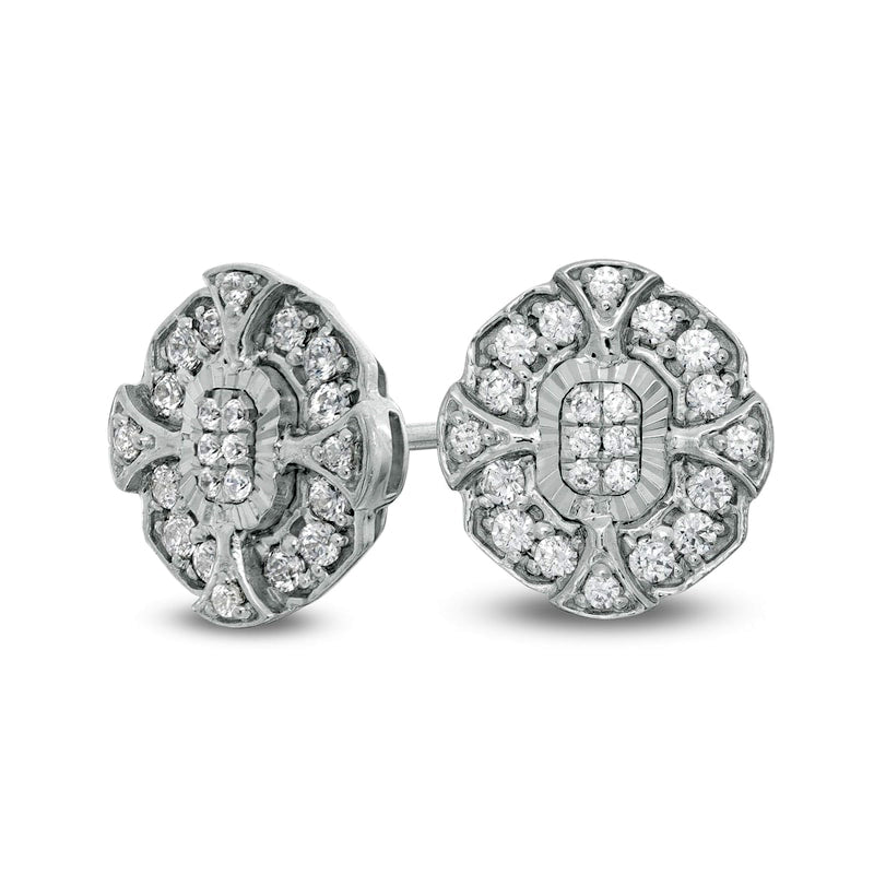 0.38 CT. T.W. Composite Diamond Frame Stud Earrings in 10K White Gold