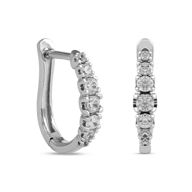 0.33 CT. T.W. Journey Diamond Huggie Hoop Earrings in 10K White Gold