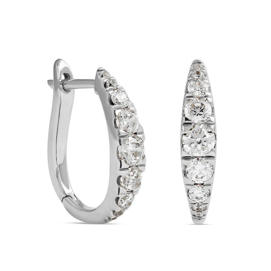 1 CT. T.W. Journey Diamond Hoop Earrings in 10K White Gold