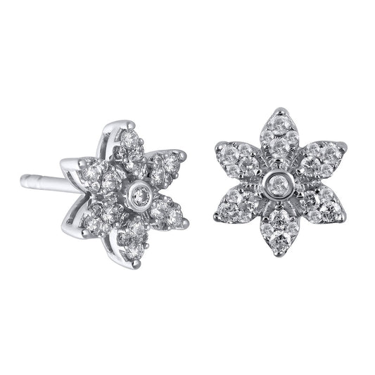 0.25 CT. T.W. Diamond Flower Stud Earrings in 10K White Gold