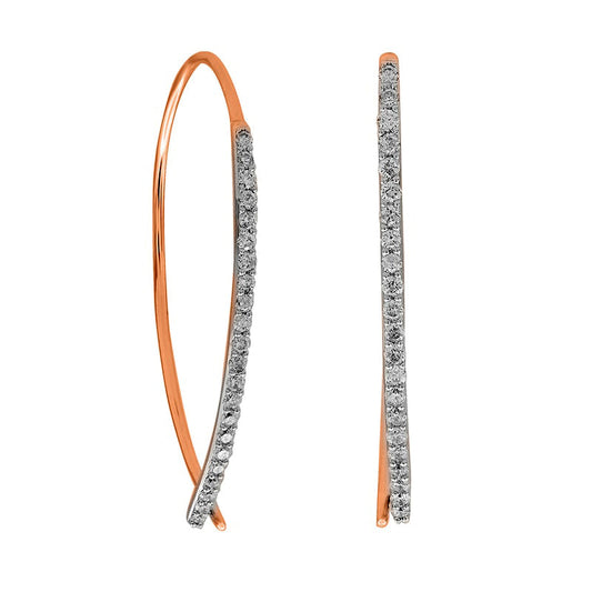 0.5 CT. T.W. Diamond Threader Hoop Earrings in 10K Rose Gold