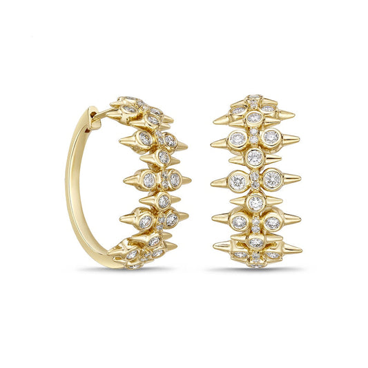 1 CT. T.W. Diamond Spikes Oval Hoop Earrings in 10K Gold