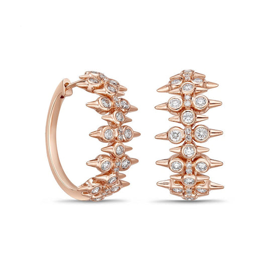 1 CT. T.W. Diamond Spikes Oval Hoop Earrings in 10K Rose Gold