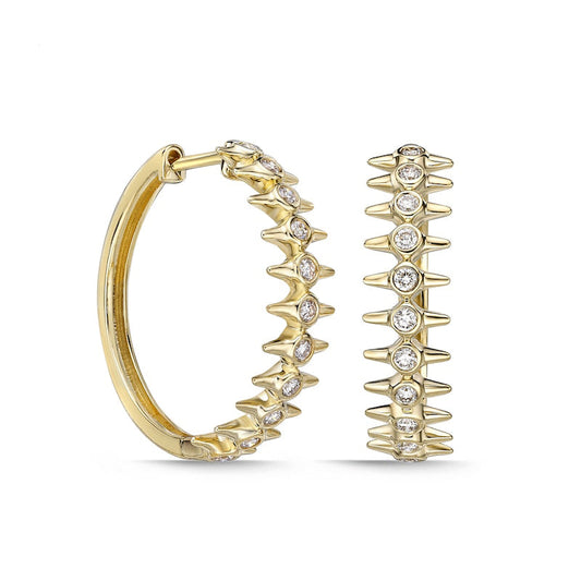 0.33 CT. T.W. Diamond Spikes Hoop Earrings in 10K Gold