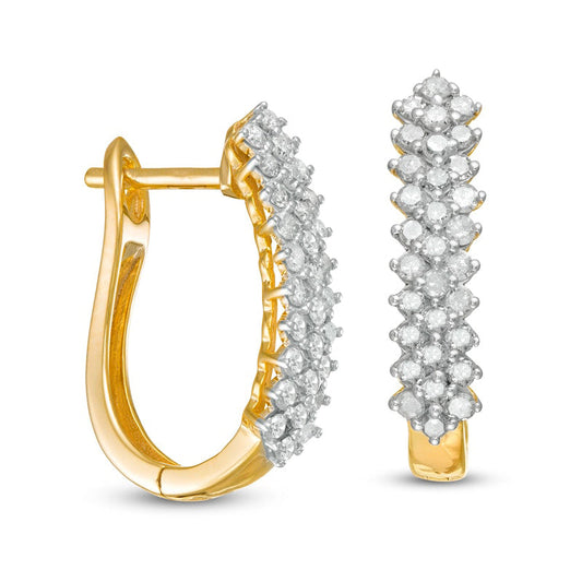 1 CT. T.W. Diamond Shadow Hoop Earrings in 10K Gold