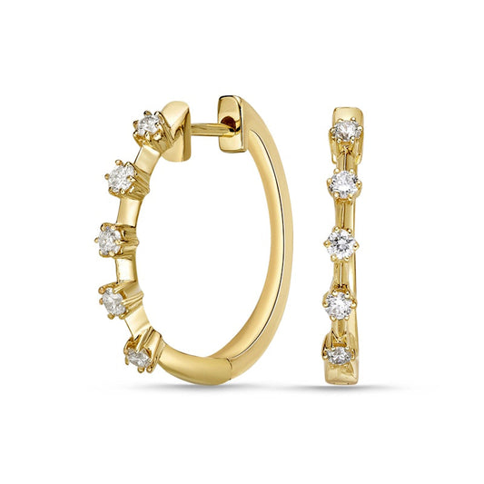 0.25 CT. T.W. Diamond Five Stone Station Hoop Earrings in 10K Gold