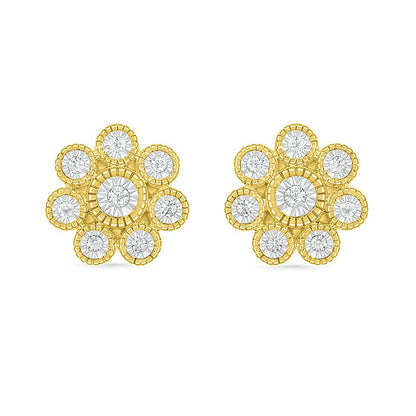 0.1 CT. T.W. Composite Diamond Flower Stud Earrings in 10K Gold